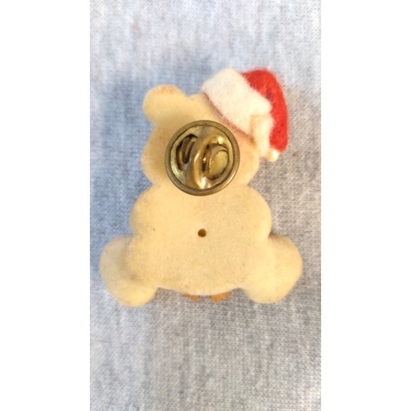 Vintage Fabric Holiday Christmas Teddy Bear Pin Holding Chriatmas Reef - Picture 3 of 4